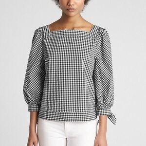 GAP Print Tie-Cuff Blouse in Poplin Medium
